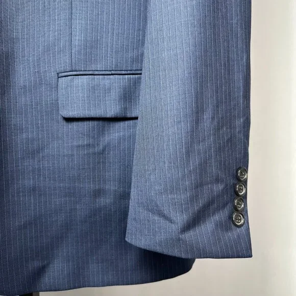 NWT 2 Pc 46L WALTER MORTON Men's Blue Pin Stripe Worsted Wool Blend Suite - Picture 4 of 16